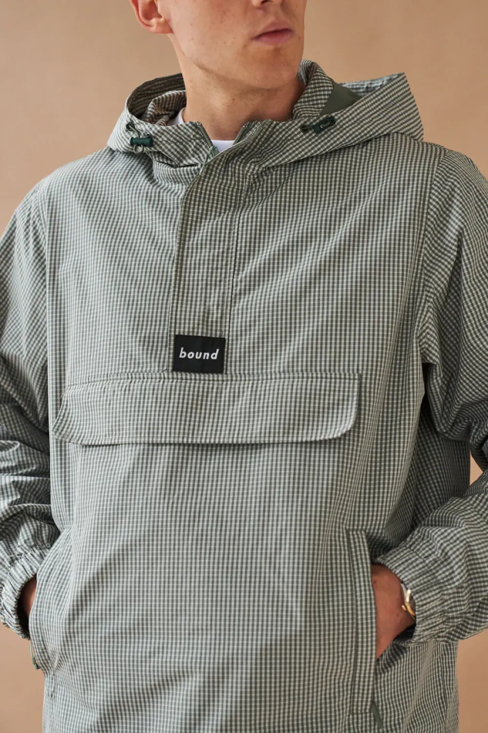 bound 'Hessle' Check Smock - Olive Green