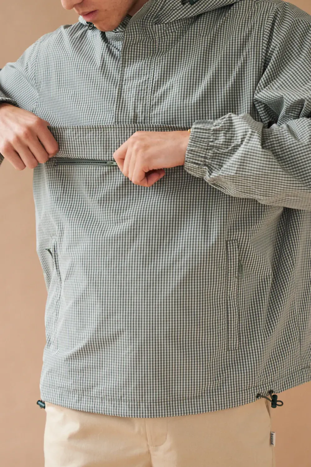 bound 'Hessle' Check Smock - Olive Green