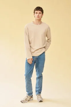 bound Longsleeve Waffle Tee - Oat