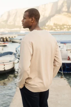 bound Longsleeve Waffle Tee - Oat
