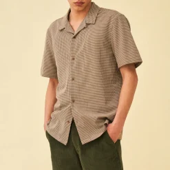 bound 'Mocha Dogtooth' SS Cuban Shirt