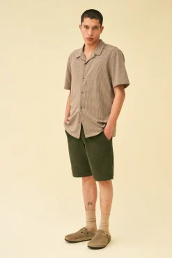 bound 'Mocha Dogtooth' SS Cuban Shirt