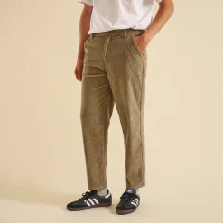 bound 'Mushroom' Corduroy Trousers