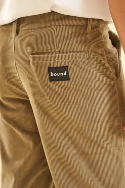 bound 'Mushroom' Corduroy Trousers