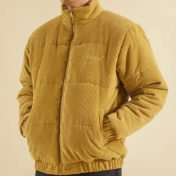 bound Mustard Cord Puffer Coat