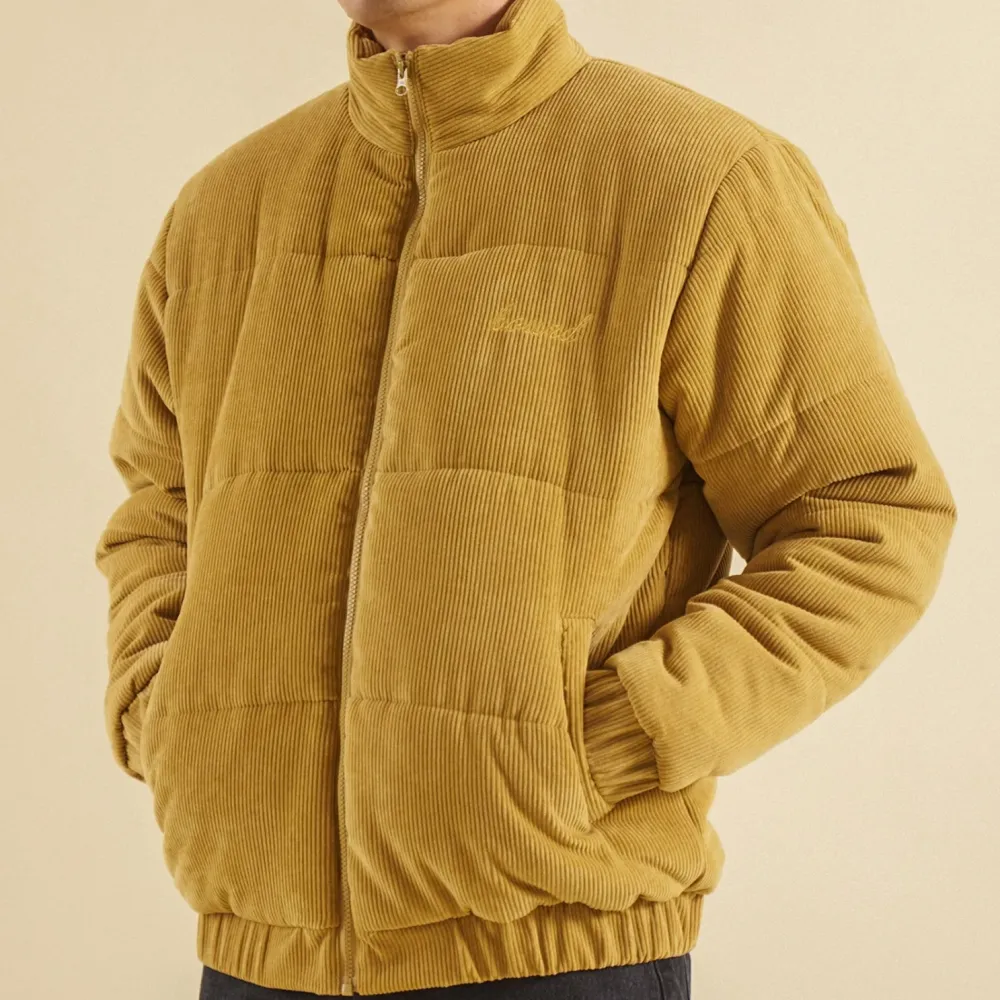 bound Mustard Cord Puffer Coat