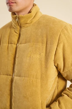 bound Mustard Cord Puffer Coat