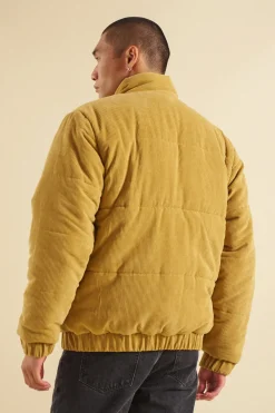 bound Mustard Cord Puffer Coat