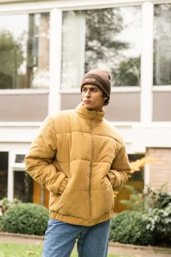 bound Mustard Cord Puffer Coat