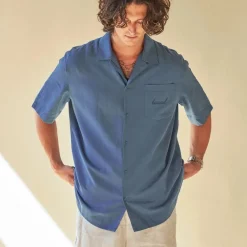 bound 'Olivais' Lyocell SS Shirt - Slate Blue