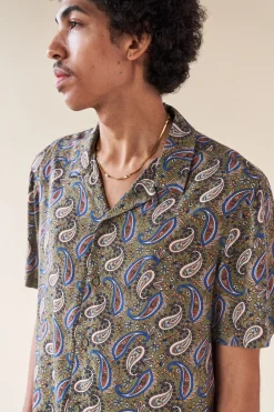 bound 'Olive' Paisley Rayon SS Shirt