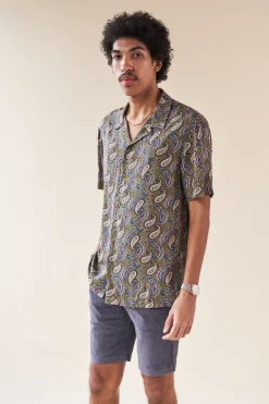 bound 'Olive' Paisley Rayon SS Shirt