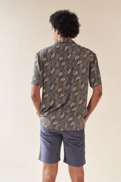 bound 'Olive' Paisley Rayon SS Shirt