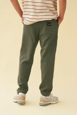 bound 'Olive' Textured Cotton Trousers