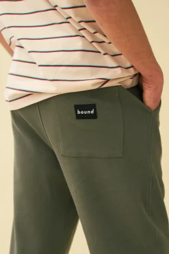 bound 'Olive' Textured Cotton Trousers
