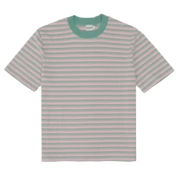 bound Peached Stripe Tee - Pink & Green