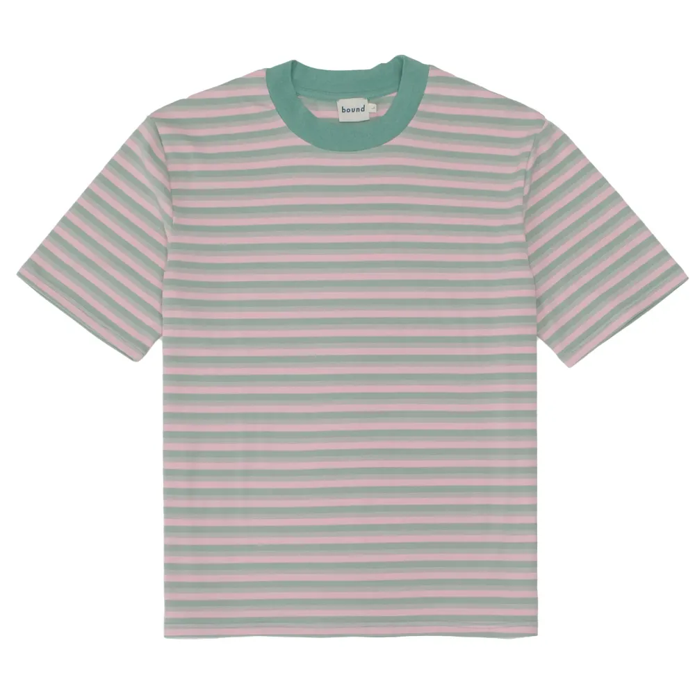 bound Peached Stripe Tee - Pink & Green