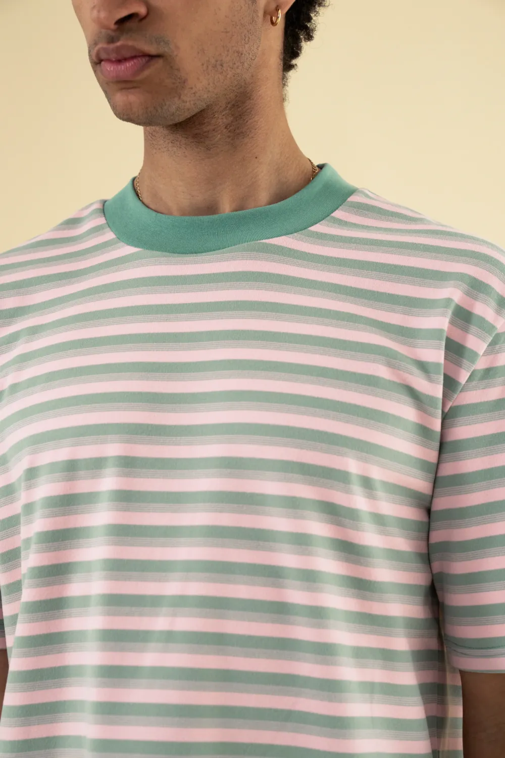 bound Peached Stripe Tee - Pink & Green