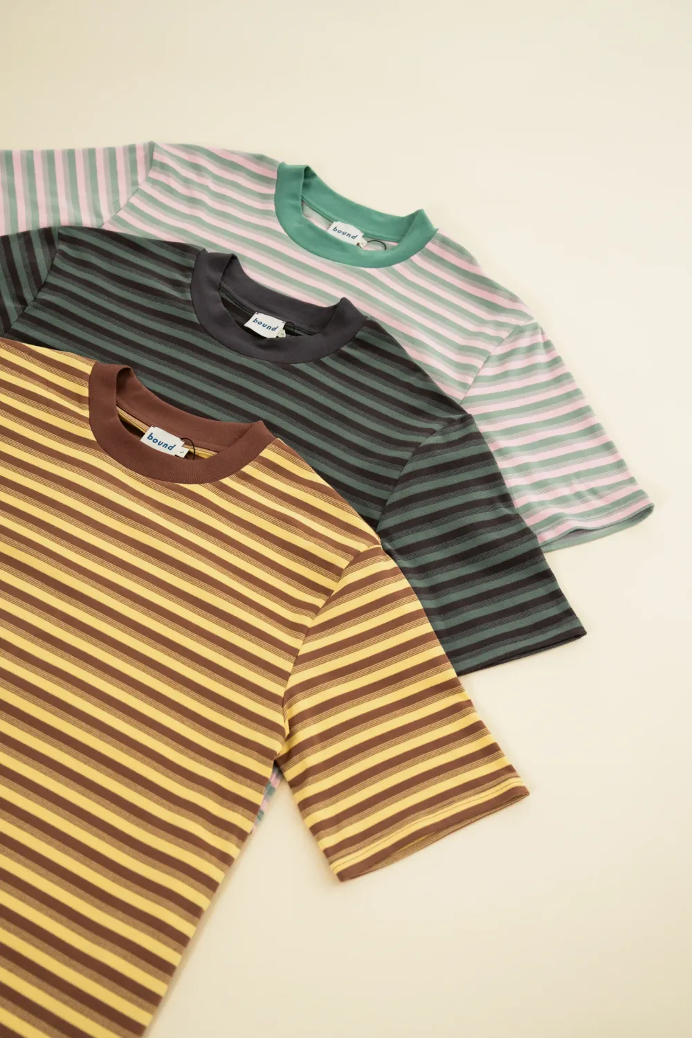 bound Peached Stripe Tee - Pink & Green