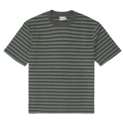 bound Peached Stripe Tee - Charcoal & Sage