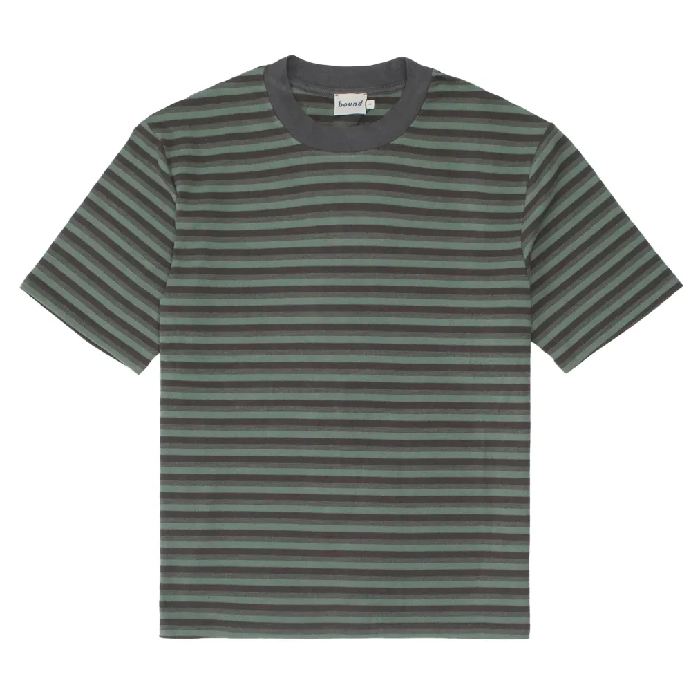 bound Peached Stripe Tee - Charcoal & Sage