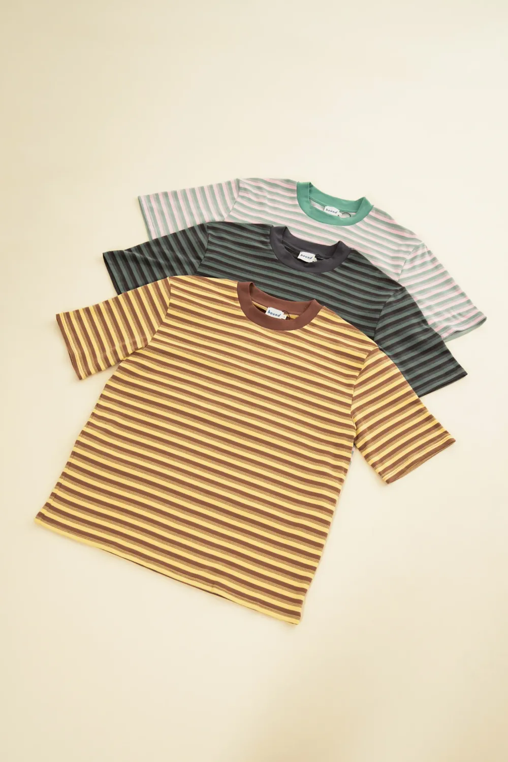 bound Peached Stripe Tee - Charcoal & Sage