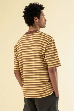 bound Peached Stripe Tee - Brown & Yellow