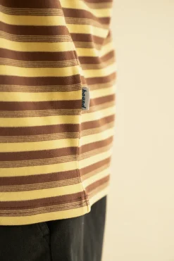 bound Peached Stripe Tee - Brown & Yellow