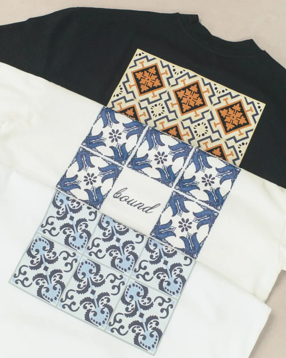 bound 'Porto Azulejos' Tee - Black