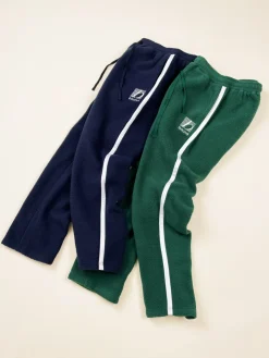 bound Reverse Fleece Grid Straight Joggers - Bottle Green