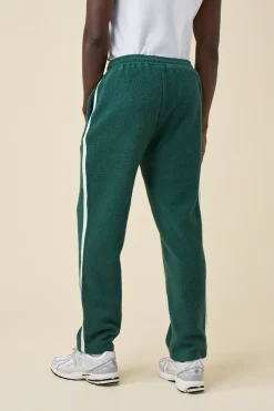 bound Reverse Fleece Grid Straight Joggers - Bottle Green