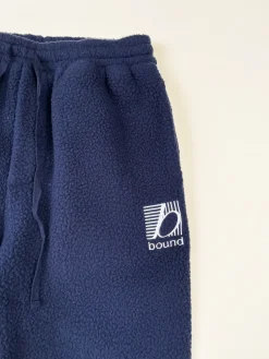bound Reverse Fleece Grid Straight Joggers - Navy