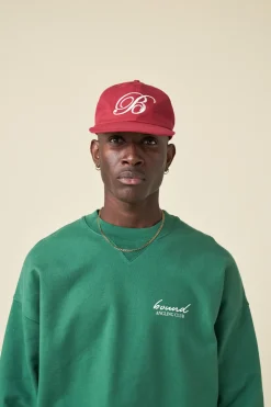 bound Script Embroidered 6 Panel Cap - Cardinal Red