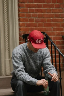 bound Script Embroidered 6 Panel Cap - Cardinal Red