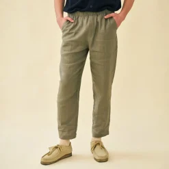 bound 'Seville' Linen Trousers - Khaki