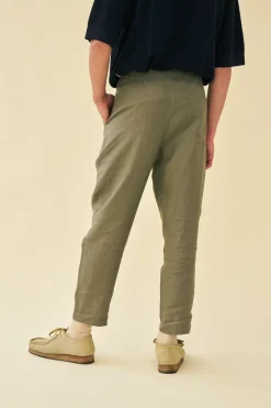 bound 'Seville' Linen Trousers - Khaki