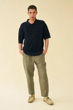 bound 'Seville' Linen Trousers - Khaki