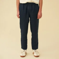 bound 'Seville' Linen Trousers - Navy