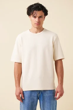bound Textured Duty Tee - Ecru
