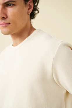 bound Textured Duty Tee - Ecru