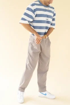 bound 'Textured Grey Cotton' Trousers