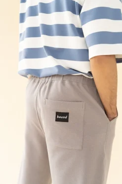 bound 'Textured Grey Cotton' Trousers