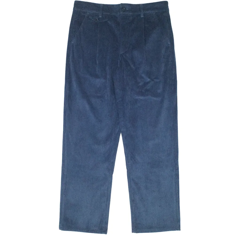 bound Wide Leg Corduroy Trousers - Dallas Blue