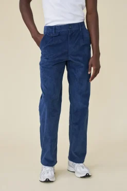 bound Wide Leg Corduroy Trousers - Dallas Blue