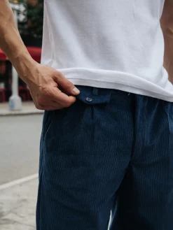 bound Wide Leg Corduroy Trousers - Dallas Blue
