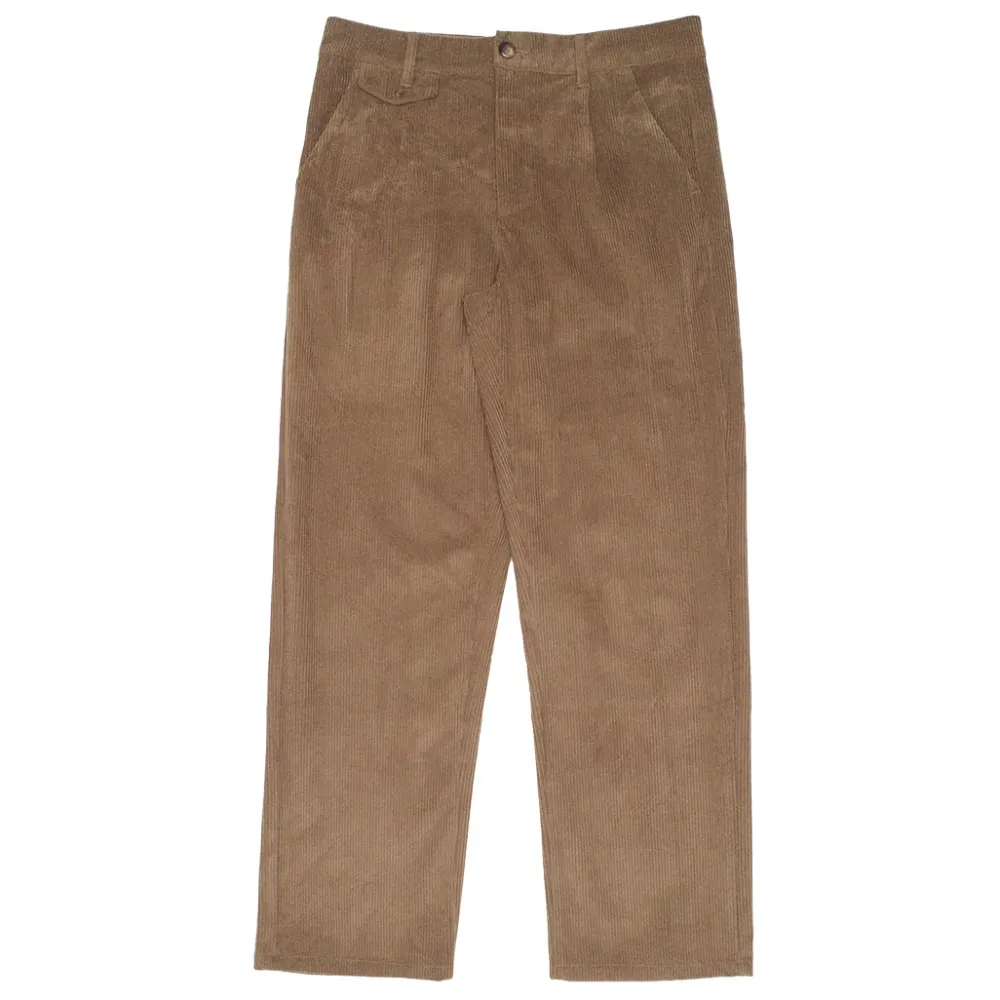 bound Wide Leg Corduroy Trousers - Pecan Brown