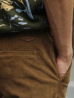 bound Wide Leg Corduroy Trousers - Pecan Brown