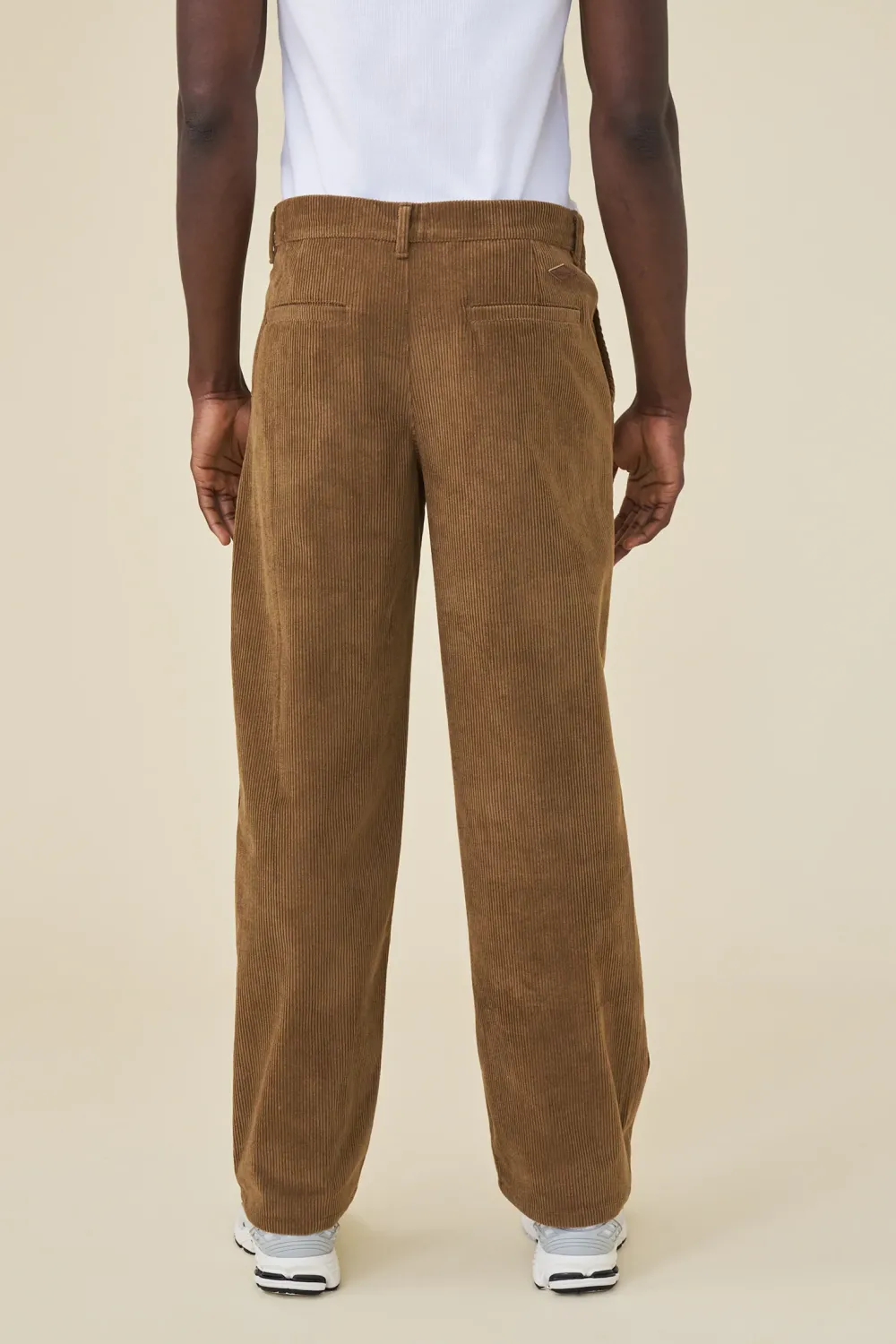 bound Wide Leg Corduroy Trousers - Pecan Brown