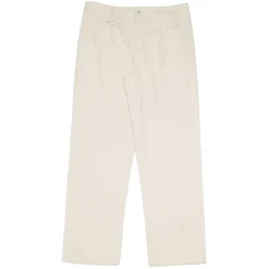 bound Wide Leg Corduroy Trousers - Light Cream