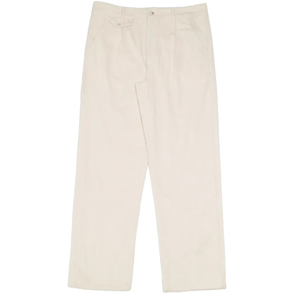 bound Wide Leg Corduroy Trousers - Light Cream